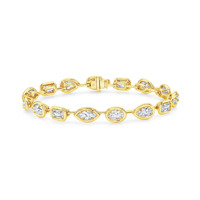 18K Mixed Diamond Bar Bracelet